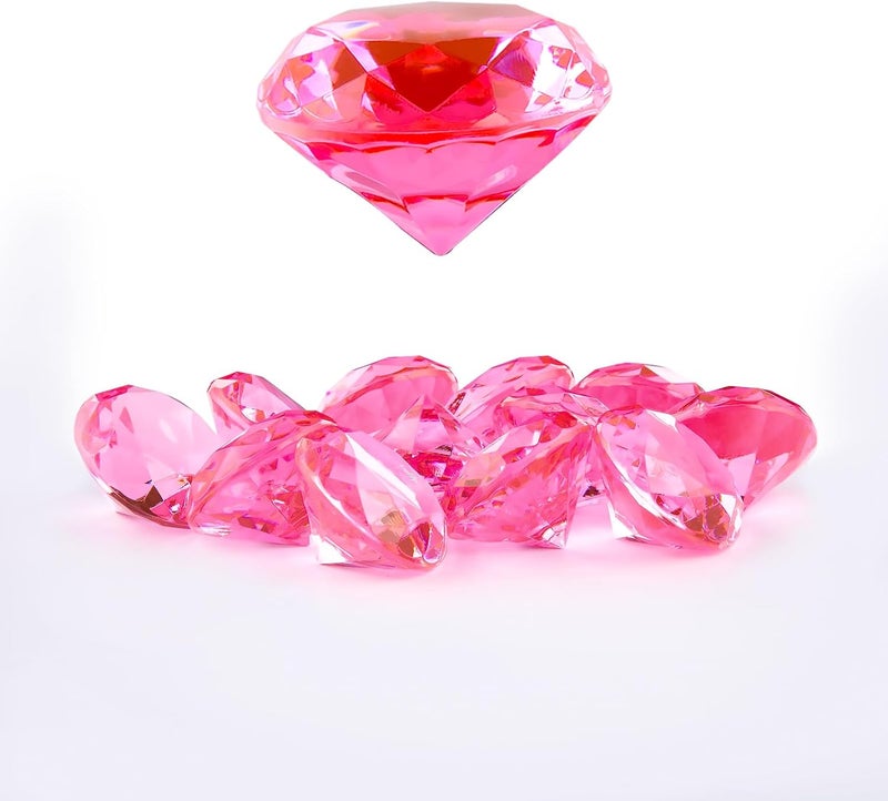 Niceup 26PCS Pink Acrylic Diamond Big Gemstones 1.5in Princess Pirate Mermaid Swimming Pool Party Favors Fake Gems Jewels Treasure Hunt Hiding Sensory Bin Filler Toys Craft Supplies - Image 1